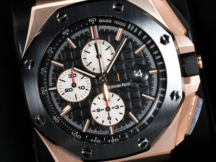 Audemars Piguet Royal Oak Offshore Chronograph Ref. 26401RO.OO.A002CA.01 Pink Gold Black Dial Excellent Condition 3vd2897x
