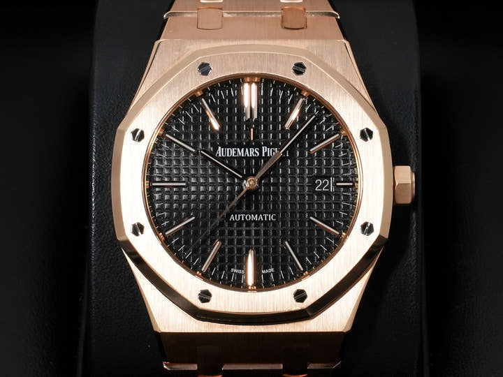 Audemars Piguet Royal Oak Ref.15400OR.OO.1220OR.01 Pink Gold Black Dial Used gboe2h5x