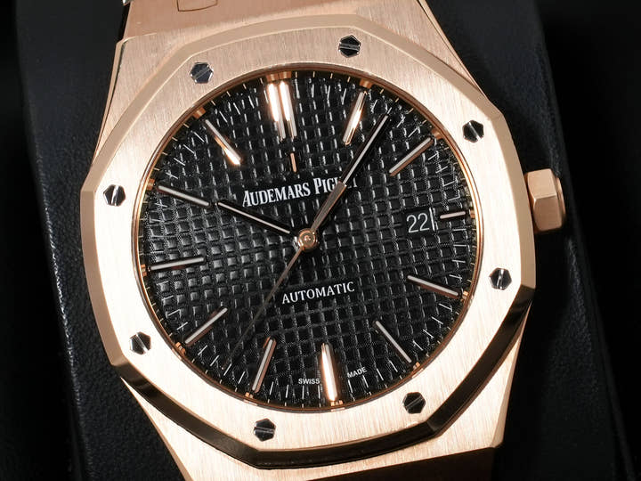 Audemars Piguet Royal Oak Ref.15400OR.OO.1220OR.01 Pink Gold Black Dial Used gboe2h5x