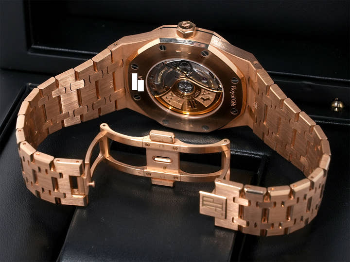 Audemars Piguet Royal Oak Ref.15400OR.OO.1220OR.01 Pink Gold Black Dial Used gboe2h5x