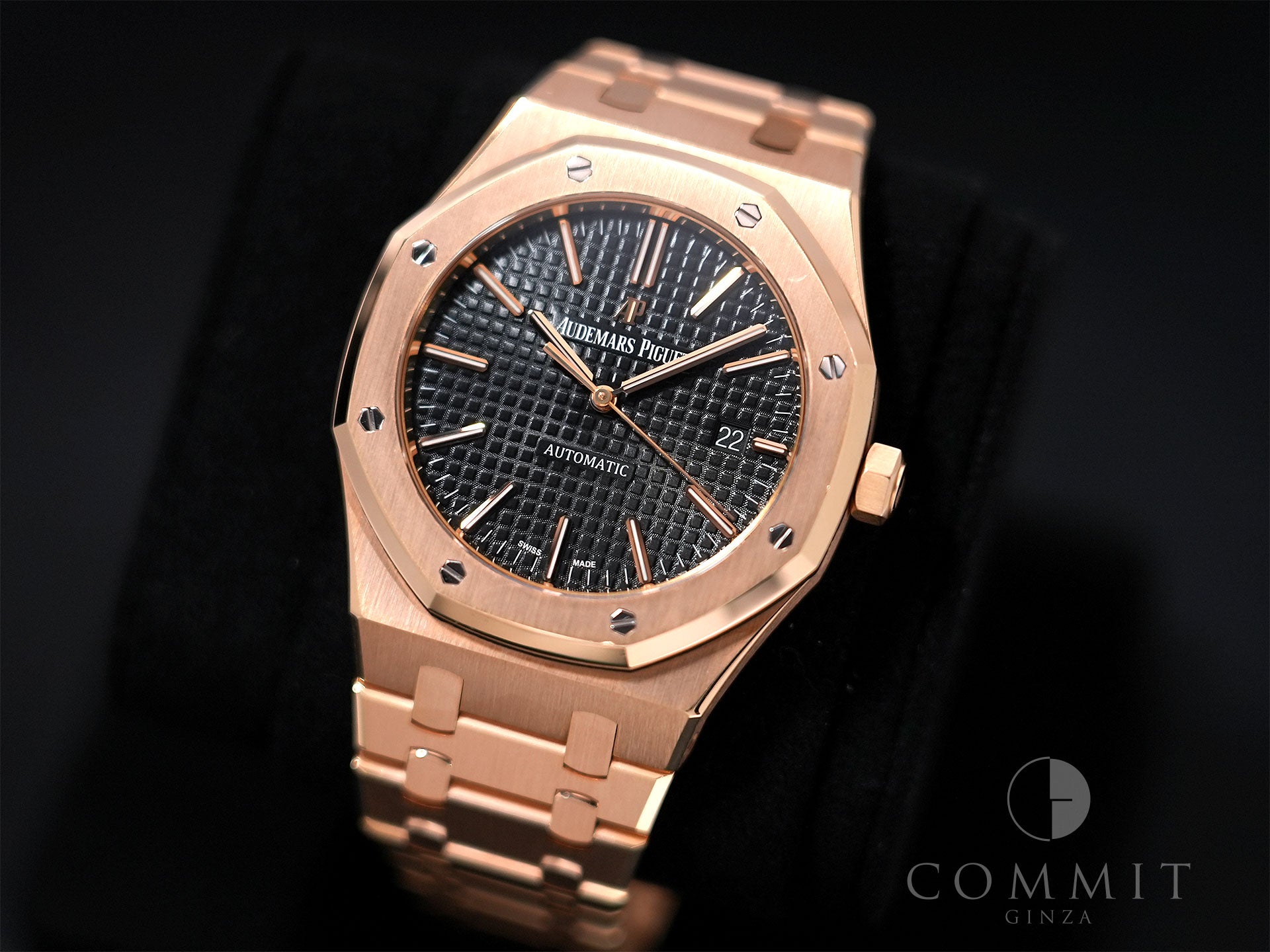 Audemars Piguet Royal Oak Ref.15400OR.OO.1220OR.01 Pink Gold Black Dial Used gboe2h5x
