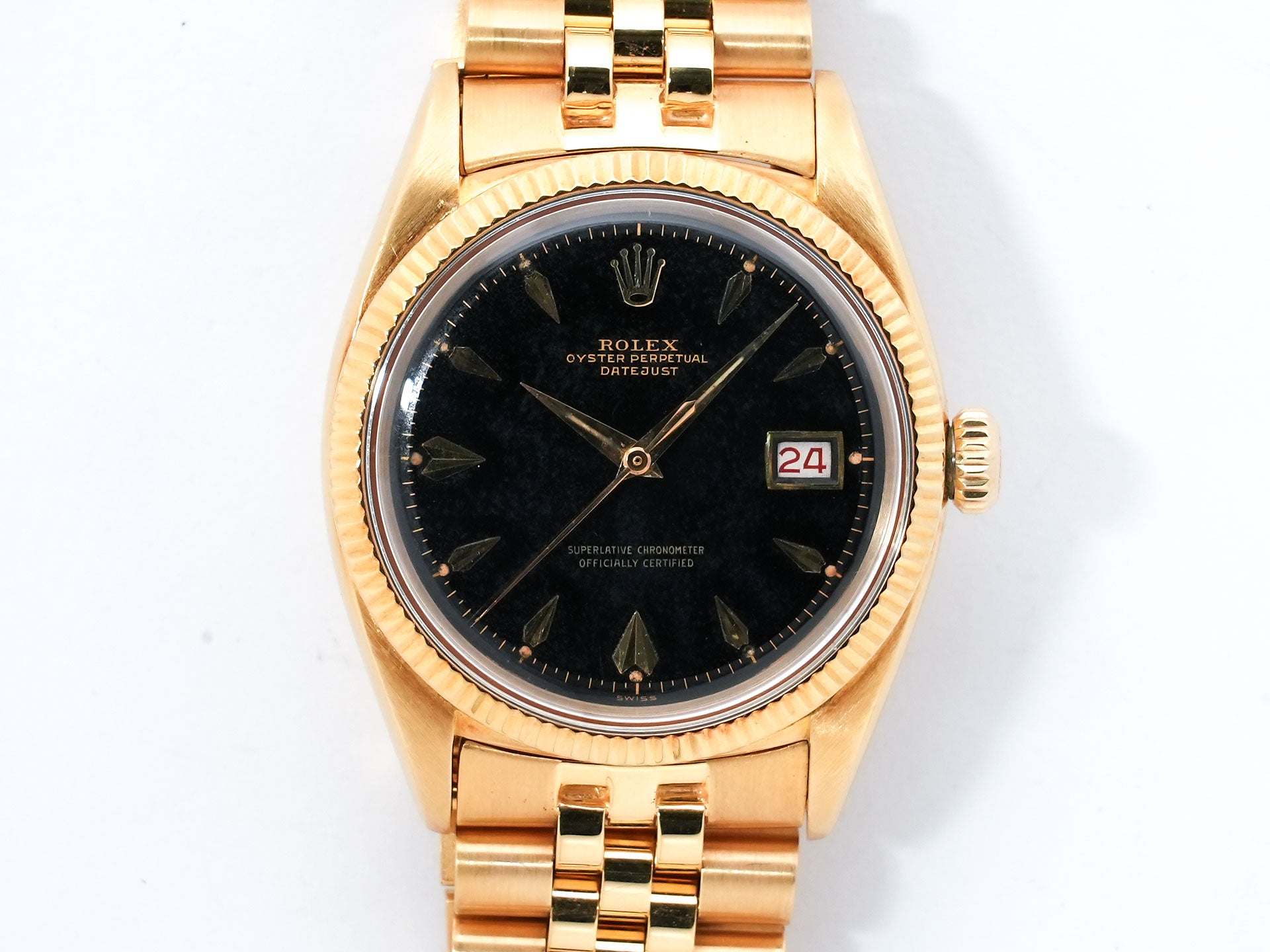ロレックス デイトジャスト Ref.6605 イエローゴールド ブラック文字盤 中古 a5up2f8w