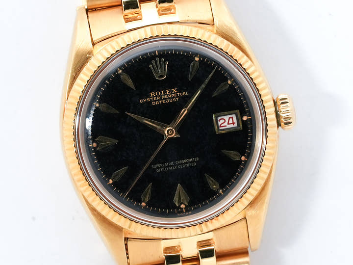 ロレックス デイトジャスト Ref.6605 イエローゴールド ブラック文字盤 中古 a5up2f8w