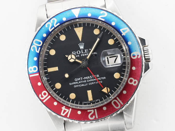 ロレックス GMTマスター Ref.1675 ステンレススチール ブラック文字盤 オイスターブレスレット 中古 pwyde5z7