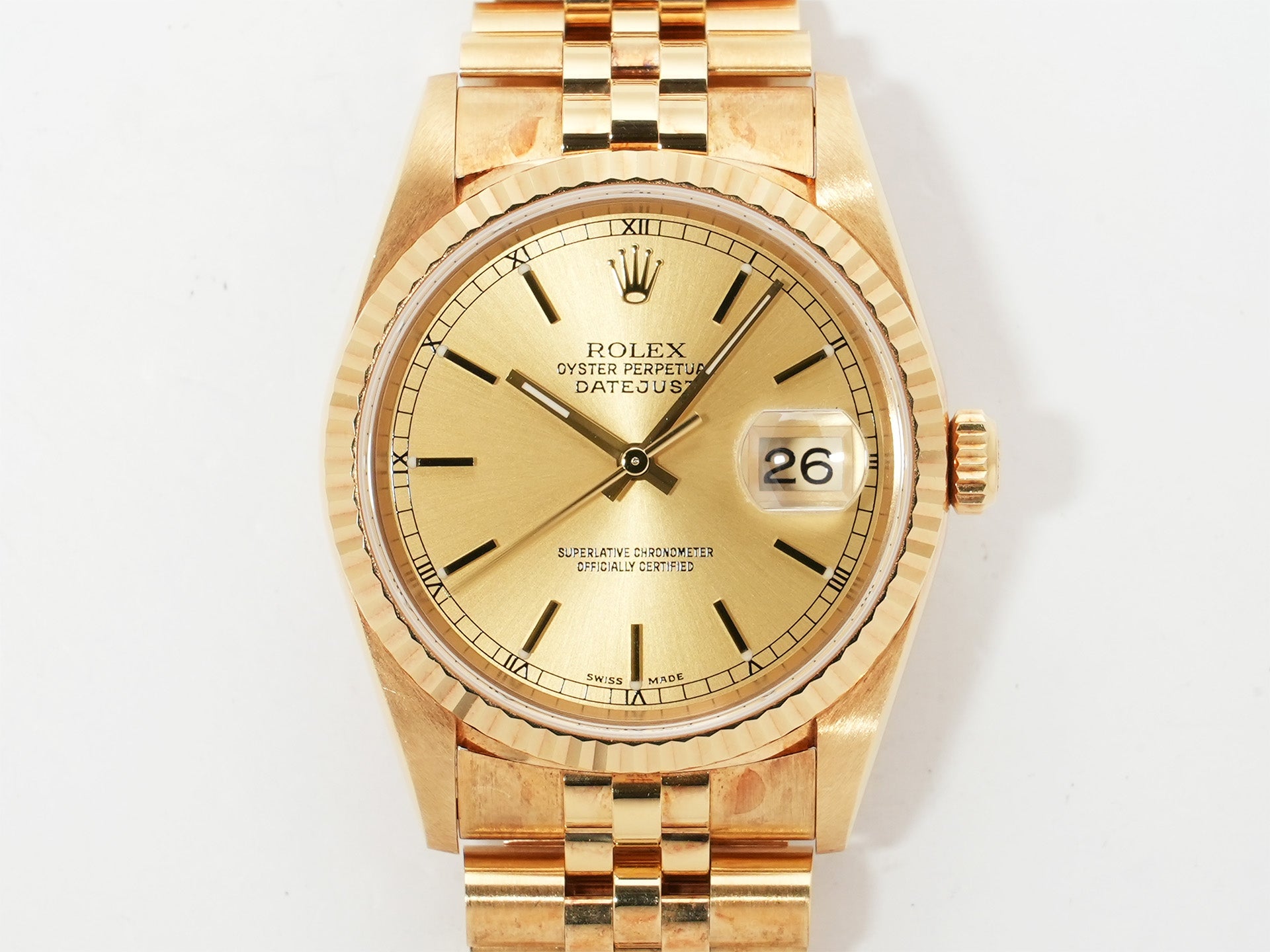 ロレックス デイトジャスト36 Ref.16238 イエローゴールド シャンパンゴールド文字盤 ジュビリーブレスレット 中古 krsar99j