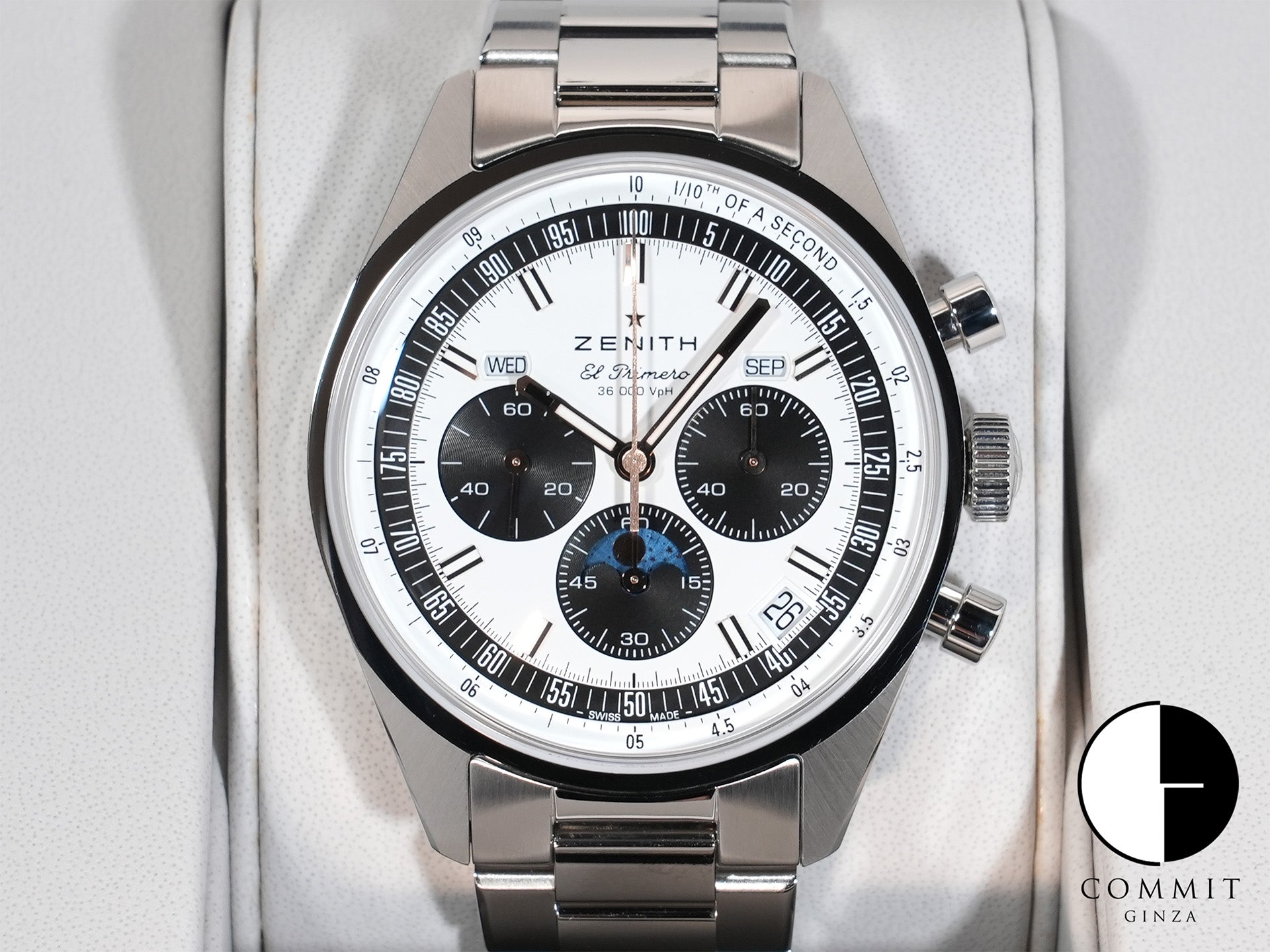 ゼニス クロノマスター オリジナル トリプルカレンダー Ref.03.3400.3610/38.M3200 ステンレススチール ホワイト文字盤 美品 ebirwqej