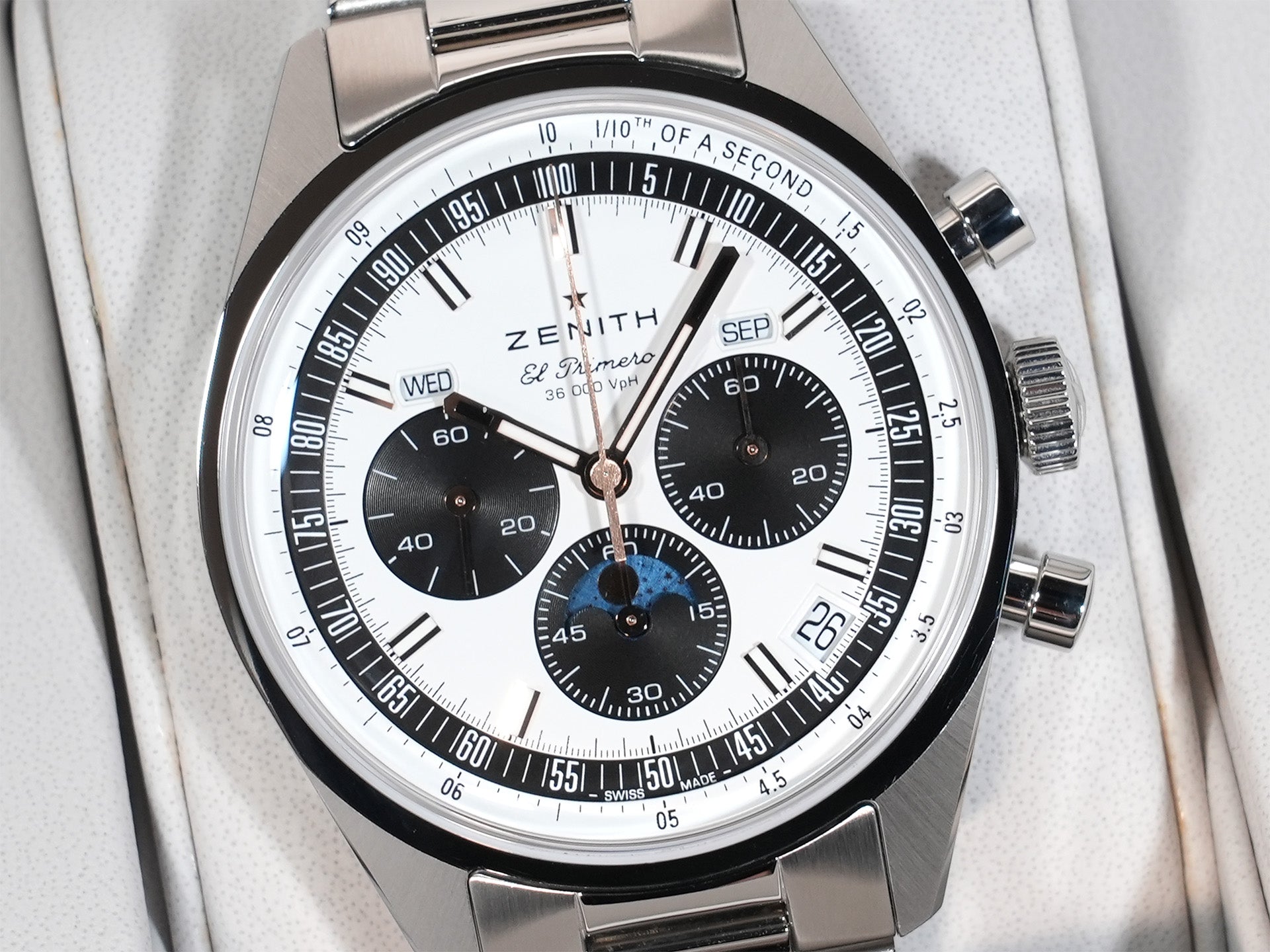 ゼニス クロノマスター オリジナル トリプルカレンダー Ref.03.3400.3610/38.M3200 ステンレススチール ホワイト文字盤 美品 ebirwqej
