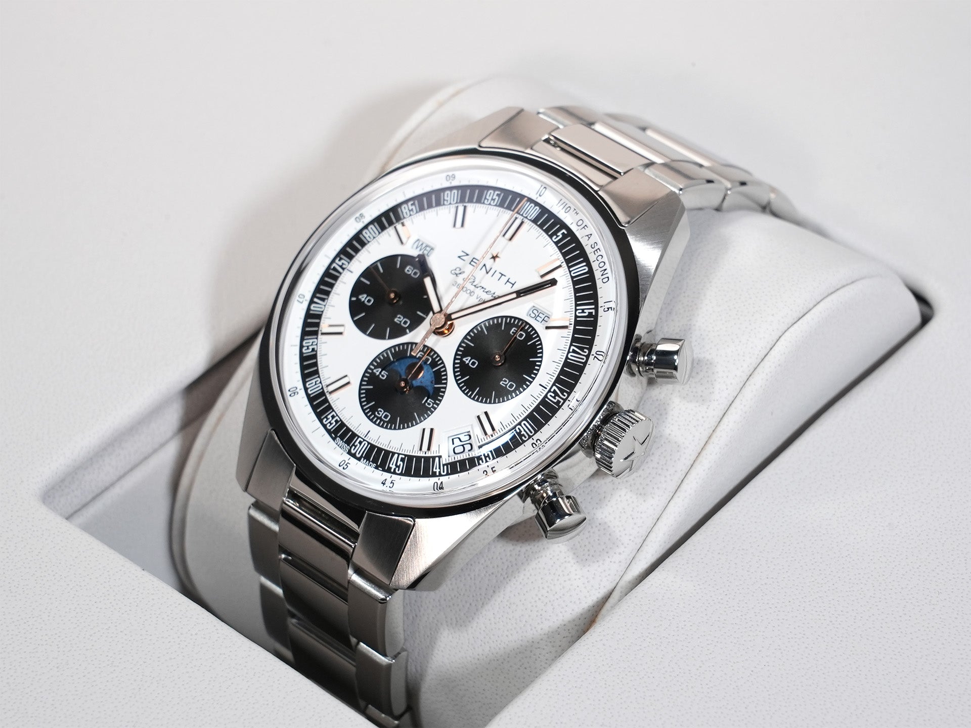 ゼニス クロノマスター オリジナル トリプルカレンダー Ref.03.3400.3610/38.M3200 ステンレススチール ホワイト文字盤 美品 ebirwqej