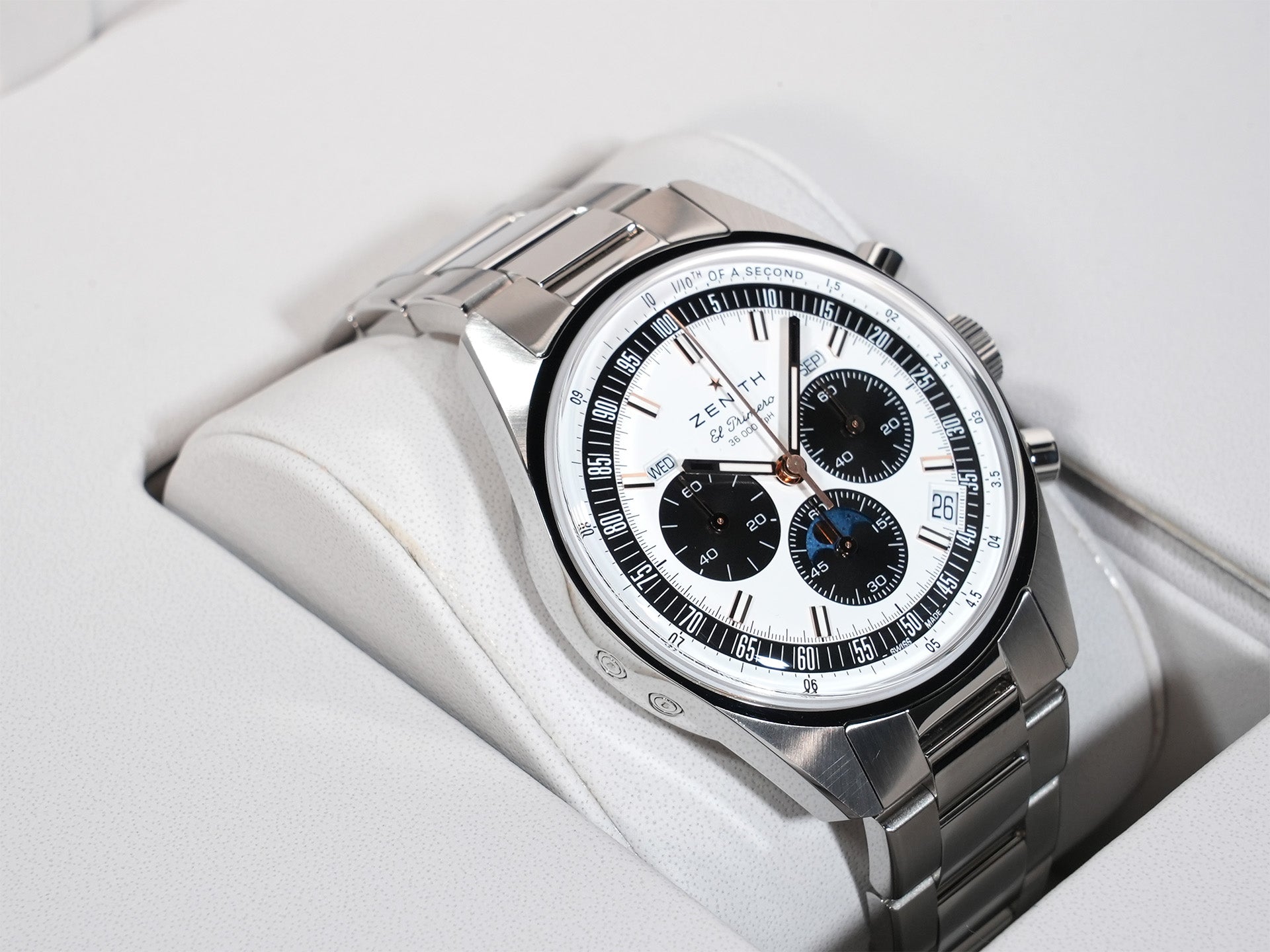 ゼニス クロノマスター オリジナル トリプルカレンダー Ref.03.3400.3610/38.M3200 ステンレススチール ホワイト文字盤 美品 ebirwqej