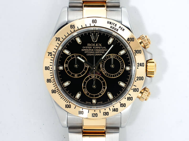 ロレックス デイトナ Ref.116523 ステンレススチール/イエローゴールド ブラック文字盤 中古 nnm2u5w2