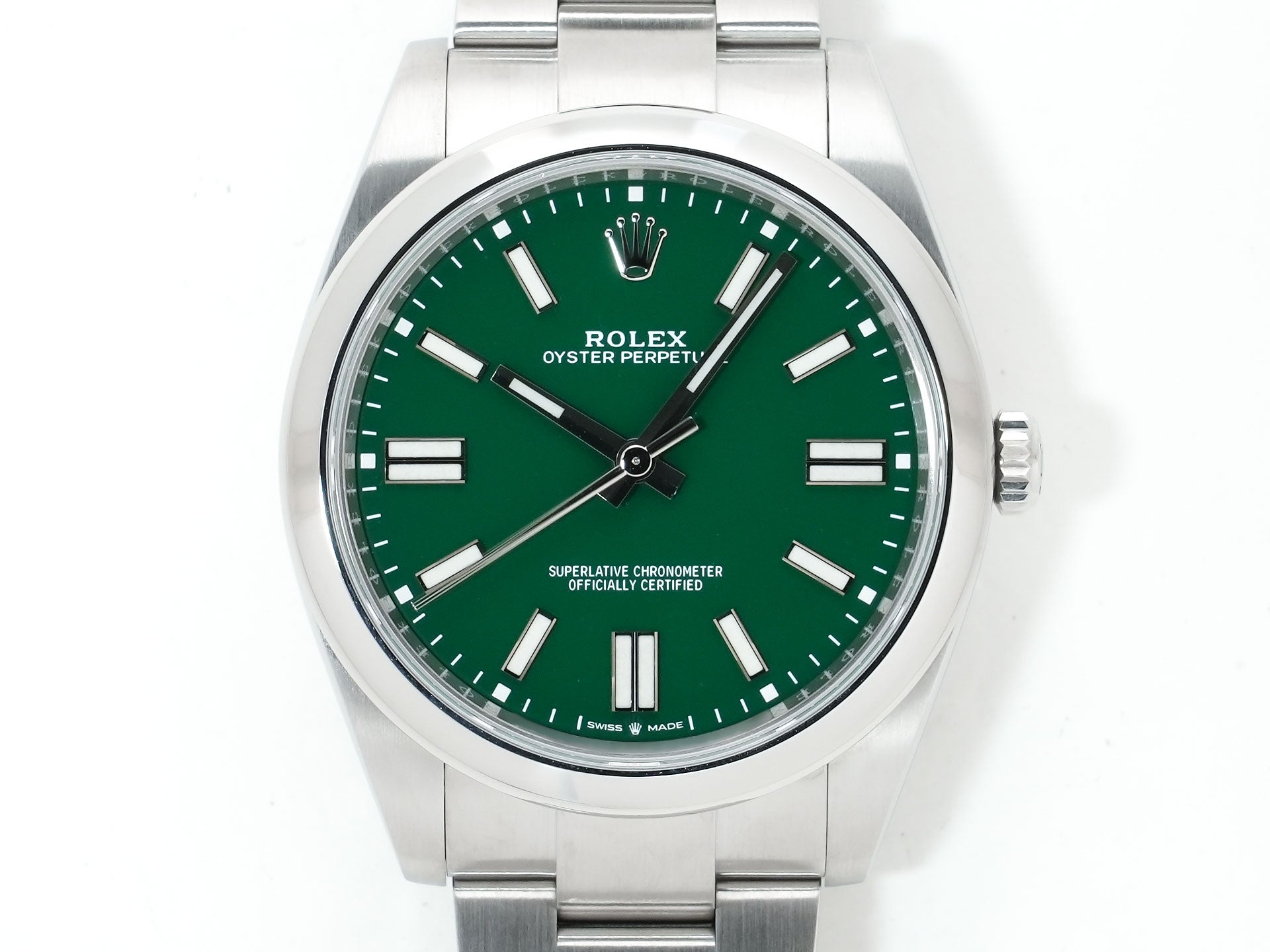 ロレックス オイスターパーペチュアル41 Ref.124300 ステンレススチール グリーン文字盤 中古 5bakgybx
