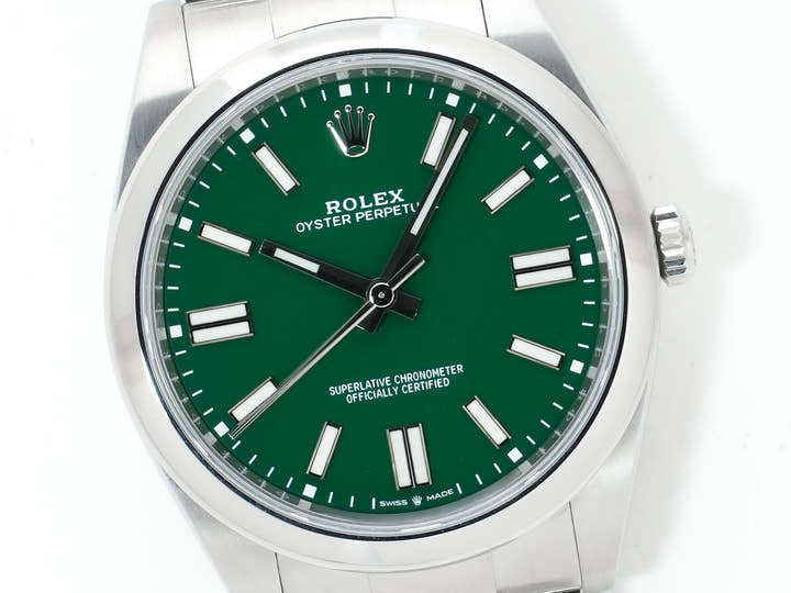 ロレックス オイスターパーペチュアル41 Ref.124300 ステンレススチール グリーン文字盤 中古 5bakgybx