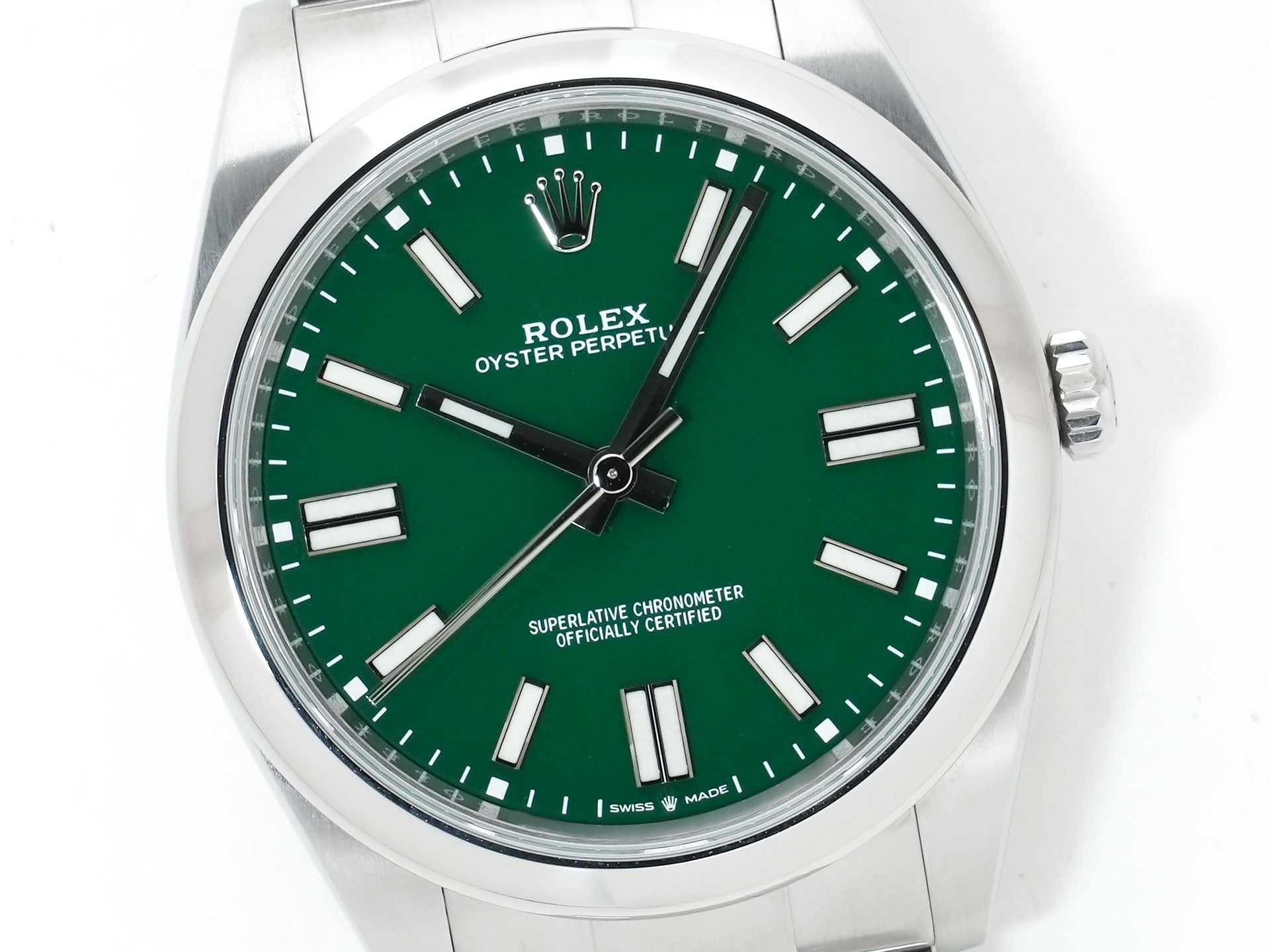 ロレックス オイスターパーペチュアル41 Ref.124300 ステンレススチール グリーン文字盤 中古 5bakgybx