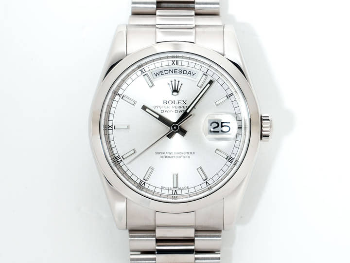 ロレックス デイデイト36 Ref.118209 ホワイトゴールド シルバー文字盤 中古 co6yg424