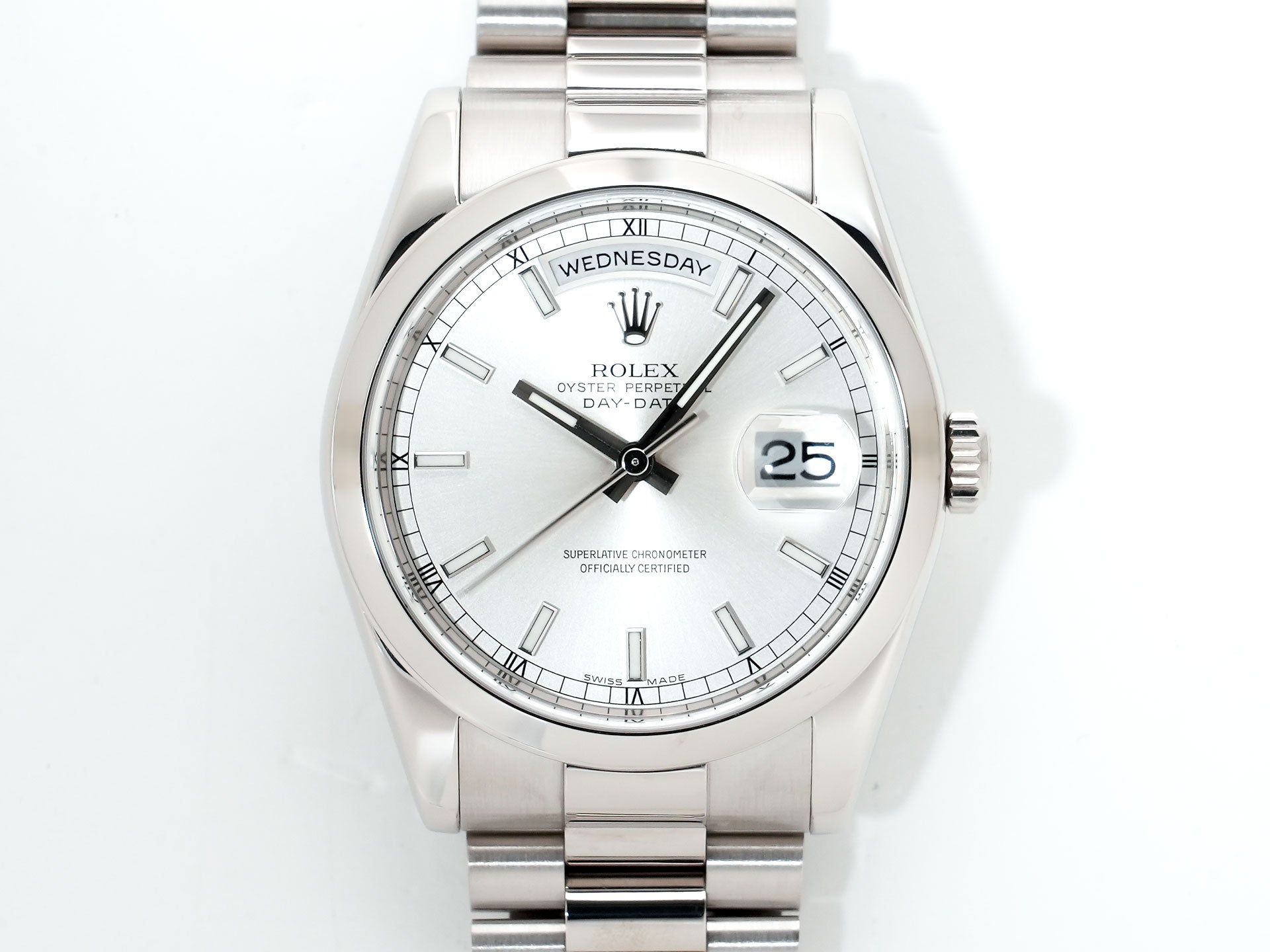 ロレックス デイデイト36 Ref.118209 ホワイトゴールド シルバー文字盤 中古 co6yg424