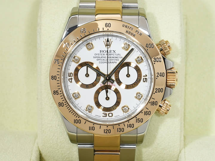 Rolex Daytona Ref. 116523G Stainless Steel/Yellow Gold White 8-Diamond Dial Excellent Condition ycifa2yw