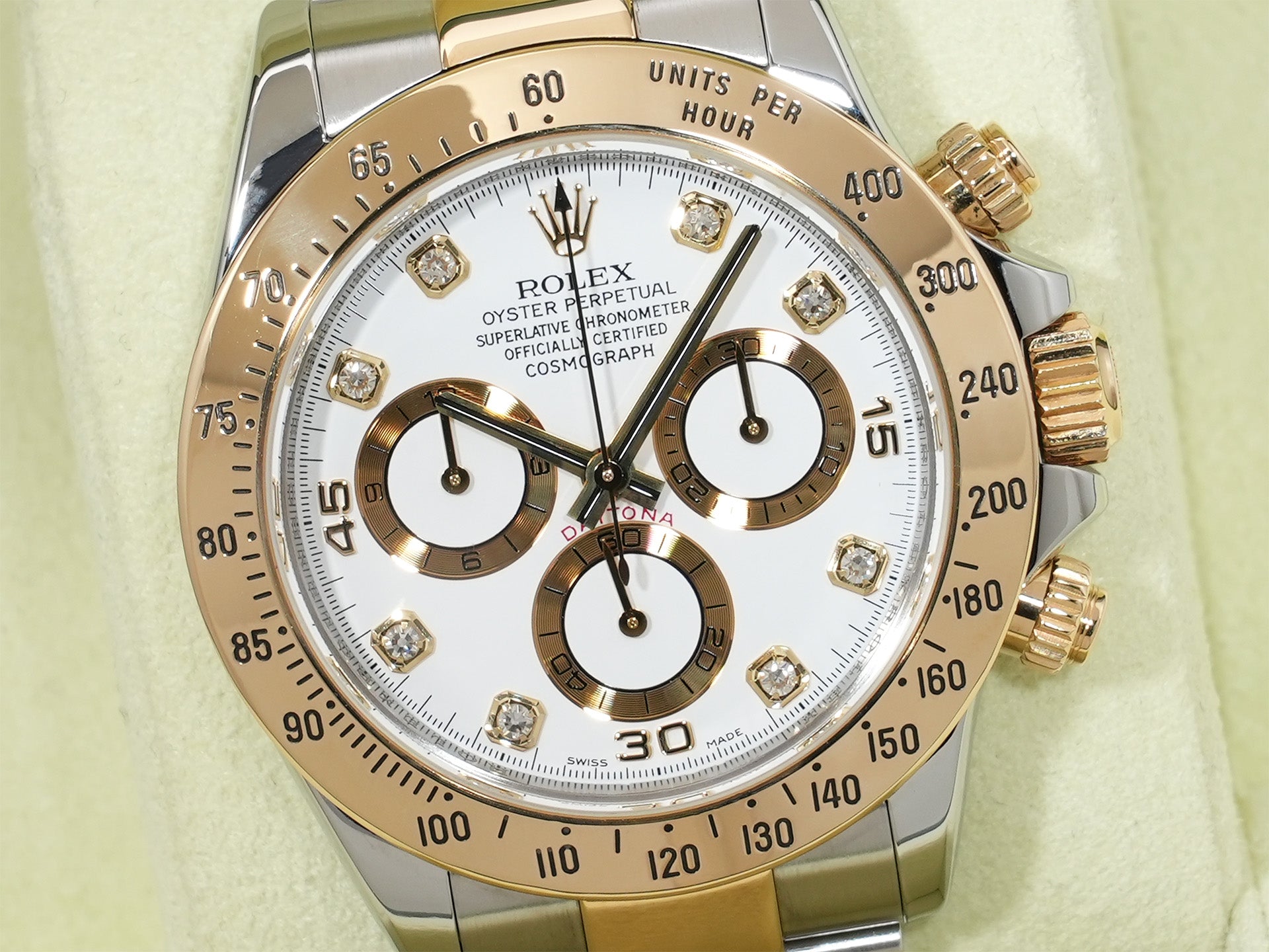 Rolex Daytona Ref. 116523G Stainless Steel/Yellow Gold White 8-Diamond Dial Excellent Condition ycifa2yw