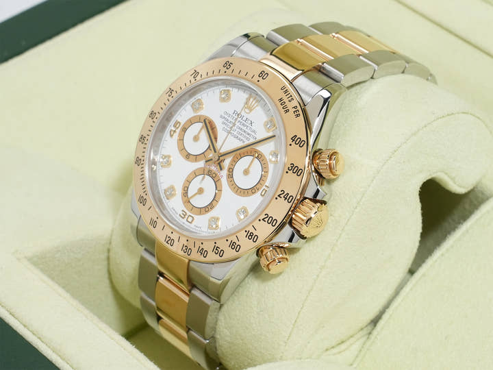 Rolex Daytona Ref. 116523G Stainless Steel/Yellow Gold White 8-Diamond Dial Excellent Condition ycifa2yw