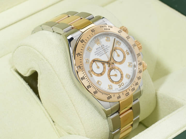Rolex Daytona Ref. 116523G Stainless Steel/Yellow Gold White 8-Diamond Dial Excellent Condition ycifa2yw