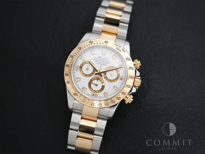 Rolex Daytona Ref. 116523G Stainless Steel/Yellow Gold White 8-Diamond Dial Excellent Condition ycifa2yw