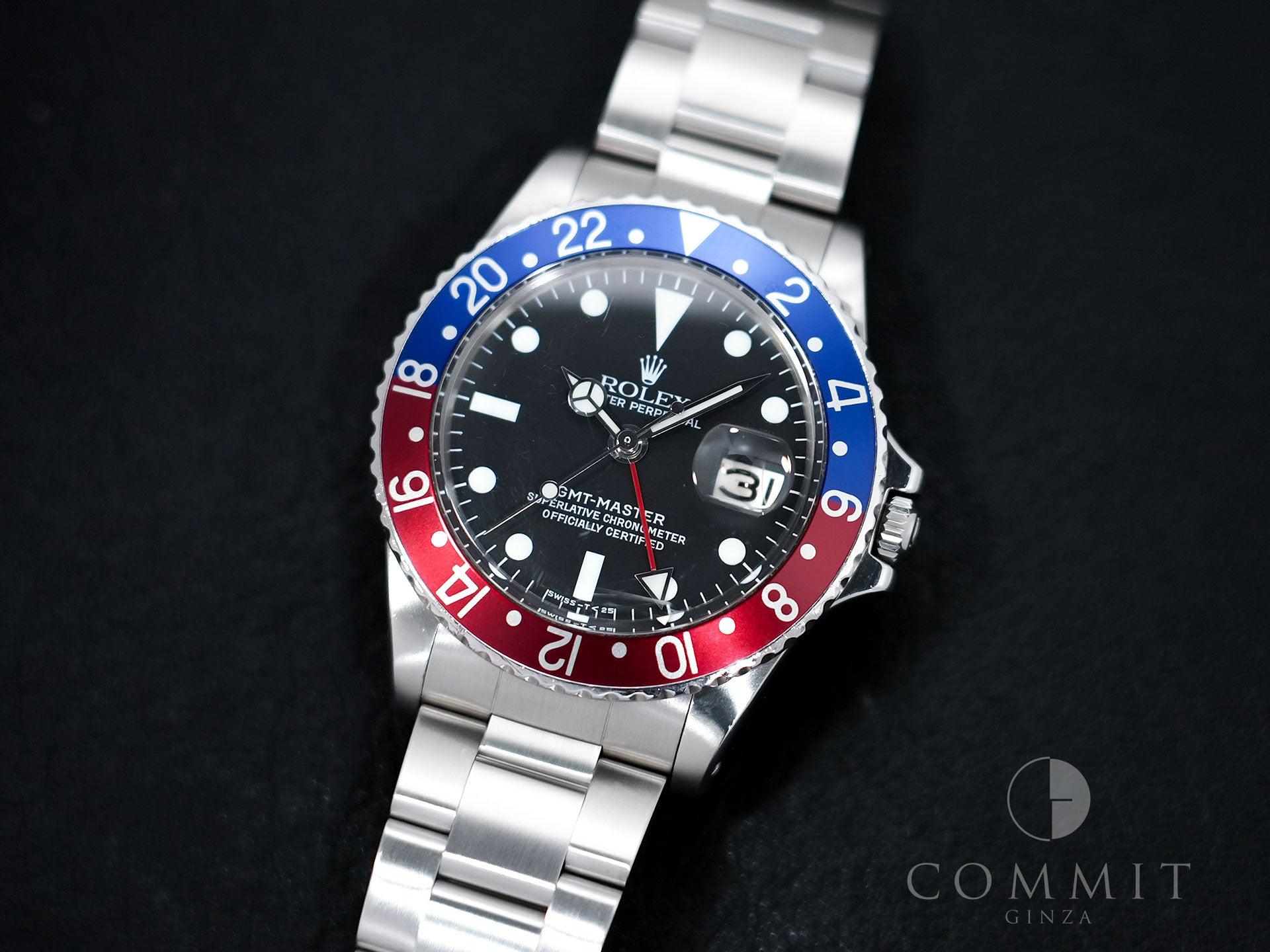 Rolex GMT-Master Ref. 1675 Stainless Steel Black Dial Oyster Bracelet Used knhr8mt4