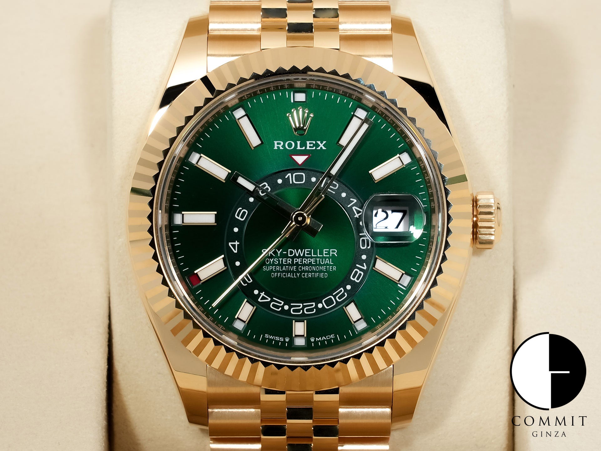 Rolex Sky-Dweller Ref. 336938 Yellow Gold Green Dial Jubilee Bracelet Unused jyvqo6zd