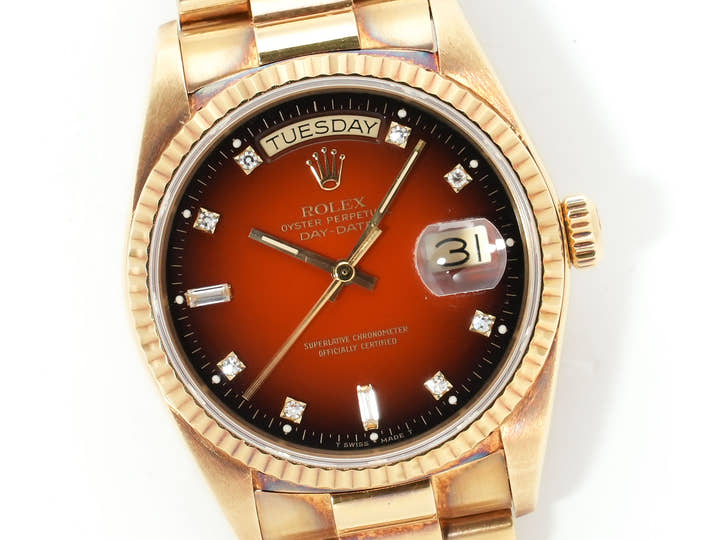 ロレックス デイデイト36 Ref.18038A イエローゴールド レッドグラデーション文字盤 プレジデントブレスレット 中古 2h54gu7n