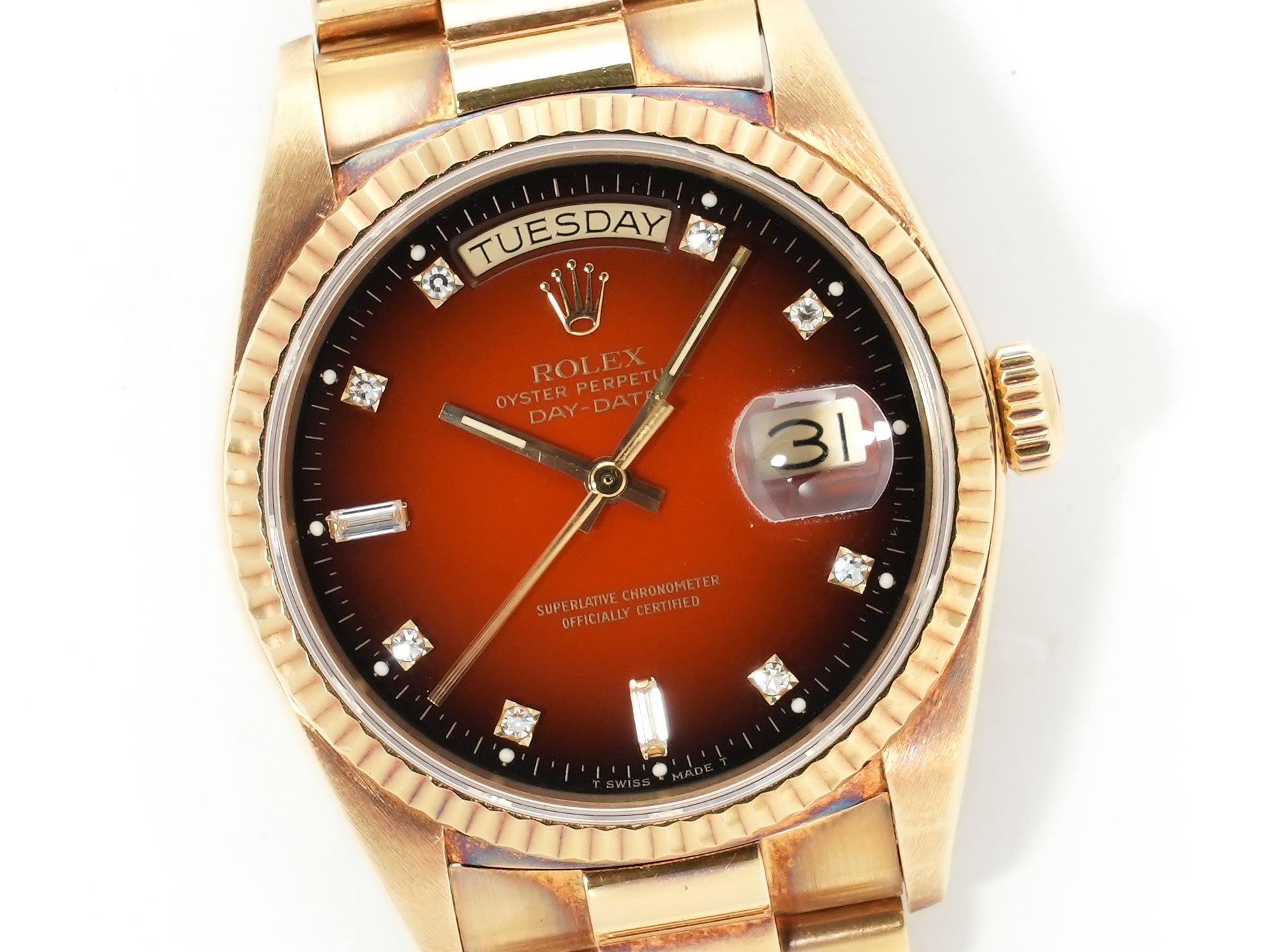 ロレックス デイデイト36 Ref.18038A イエローゴールド レッドグラデーション文字盤 プレジデントブレスレット 中古 2h54gu7n