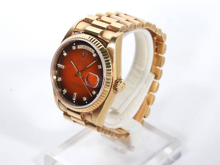 ロレックス デイデイト36 Ref.18038A イエローゴールド レッドグラデーション文字盤 プレジデントブレスレット 中古 2h54gu7n