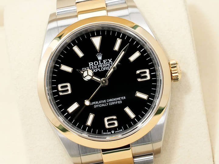 ROLEX Explorer 36 Ref. 124273 Stainless Steel/Yellow Gold Black Dial Oyster Bracelet Excellent Condition 6or936z4