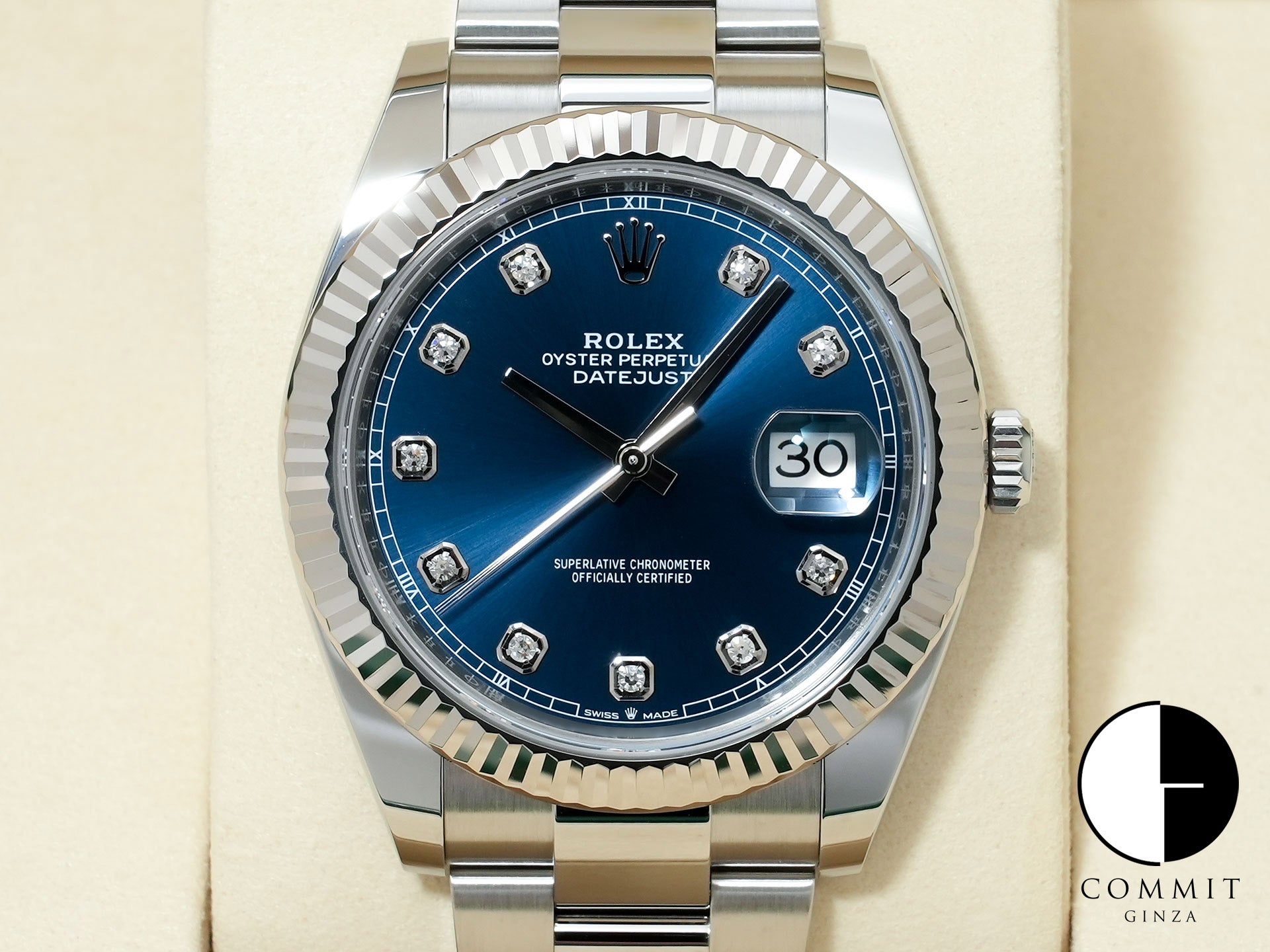ROLEX Datejust 41 Ref.126334G Stainless Steel/White Gold Bright Blue Dial Oyster Bracelet Excellent Condition j5ywsbqt