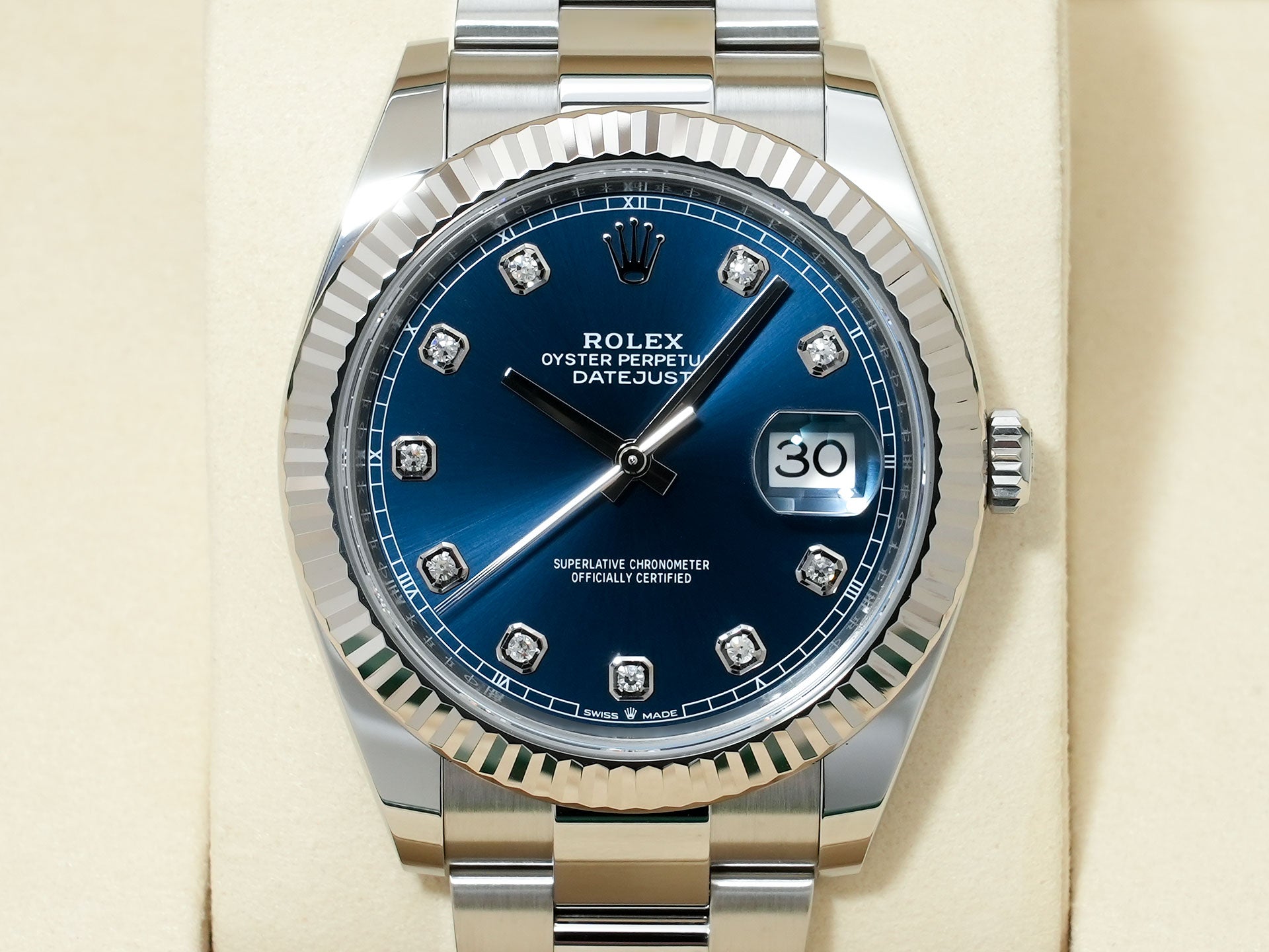 ROLEX Datejust 41 Ref.126334G Stainless Steel/White Gold Bright Blue Dial Oyster Bracelet Excellent Condition j5ywsbqt