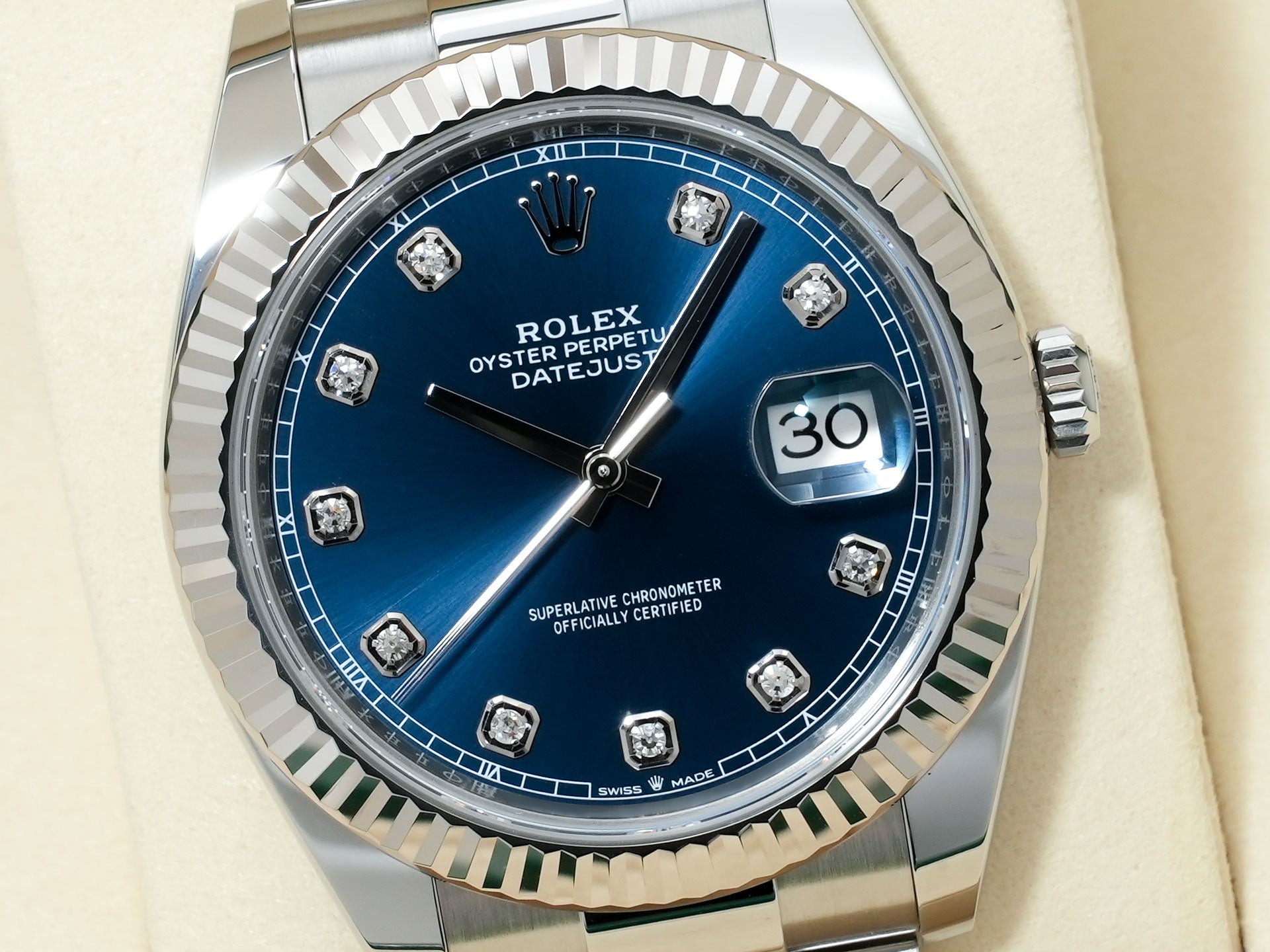 ROLEX Datejust 41 Ref.126334G Stainless Steel/White Gold Bright Blue Dial Oyster Bracelet Excellent Condition j5ywsbqt