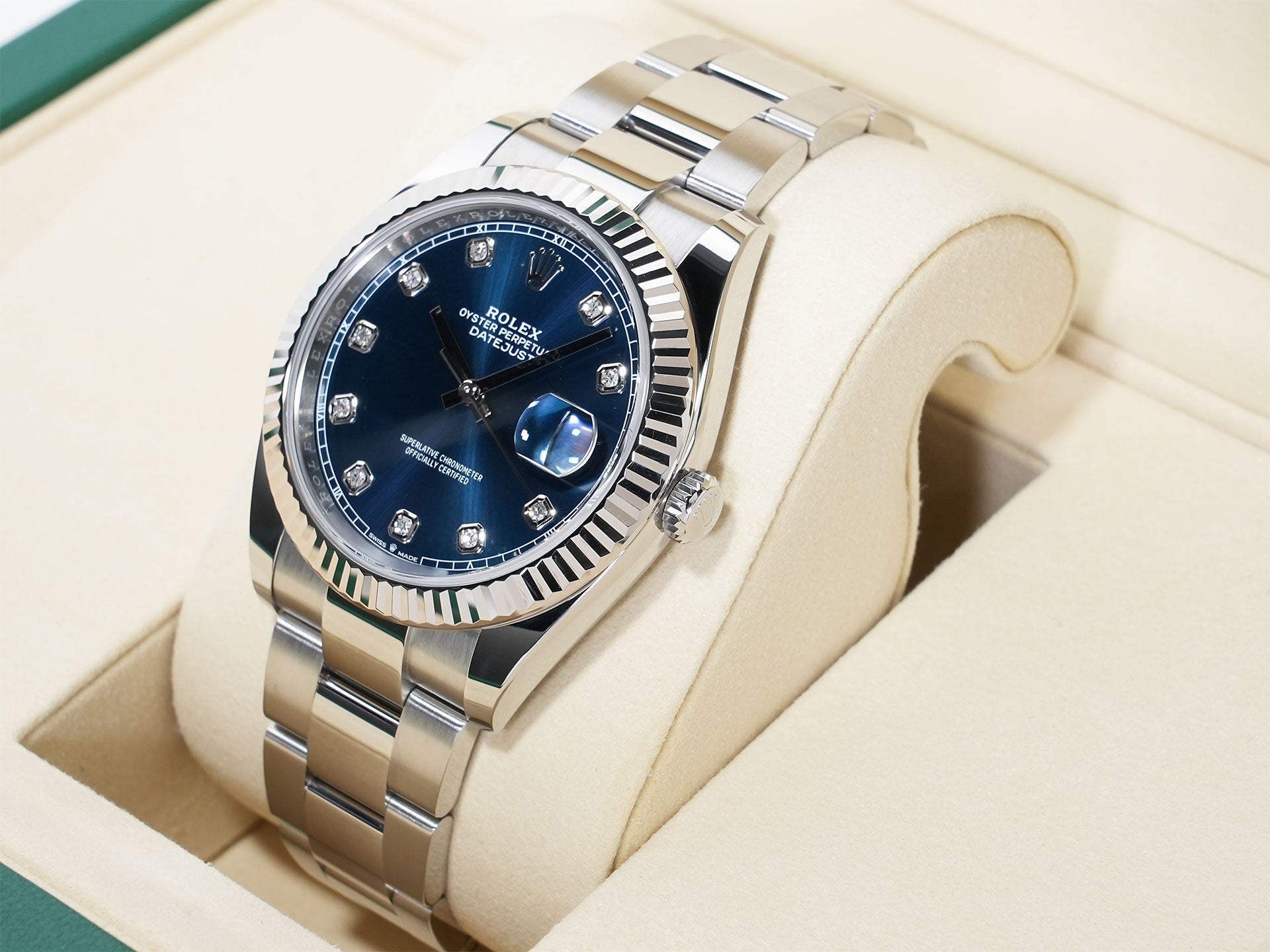ROLEX Datejust 41 Ref.126334G Stainless Steel/White Gold Bright Blue Dial Oyster Bracelet Excellent Condition j5ywsbqt