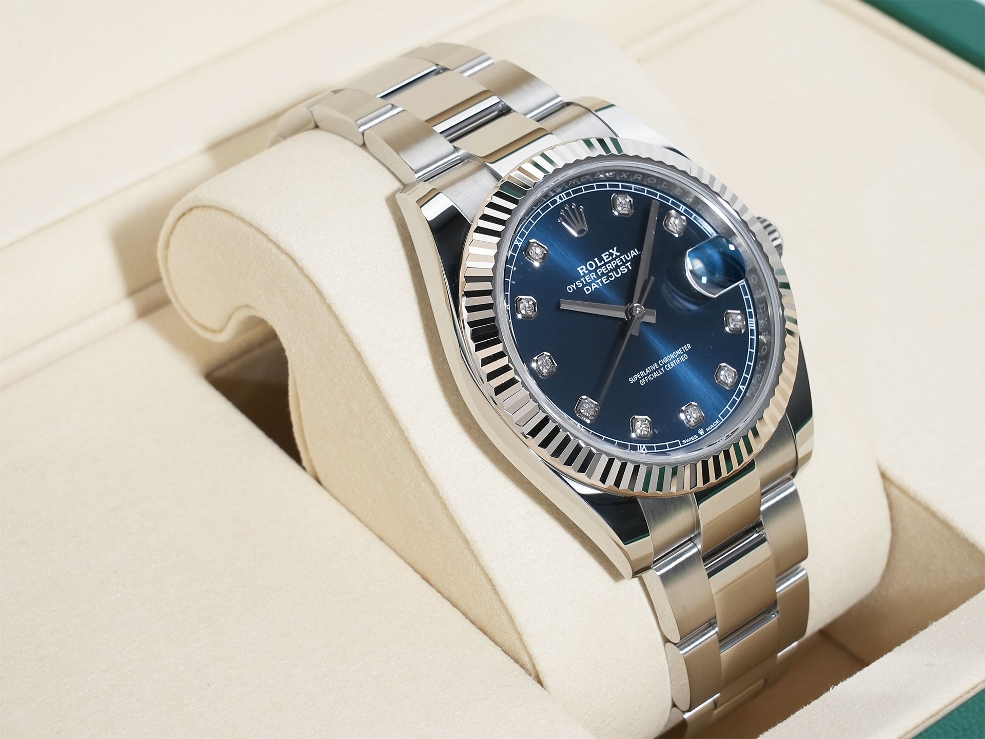 ROLEX Datejust 41 Ref.126334G Stainless Steel/White Gold Bright Blue Dial Oyster Bracelet Excellent Condition j5ywsbqt