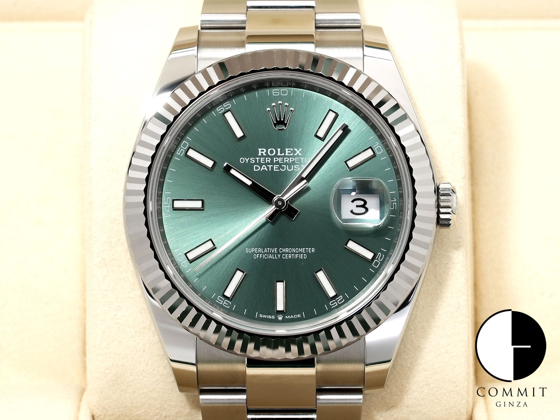 Rolex Datejust 41 Ref. 126334 Stainless Steel/White Gold Mint Green Dial Oyster Bracelet Pre-owned d2cgxfpk