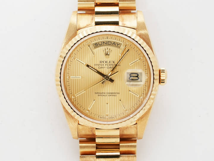 ロレックス デイデイト36 Ref.18238 イエローゴールド シャンパンタペストリー文字盤 中古 vz3sz4jm