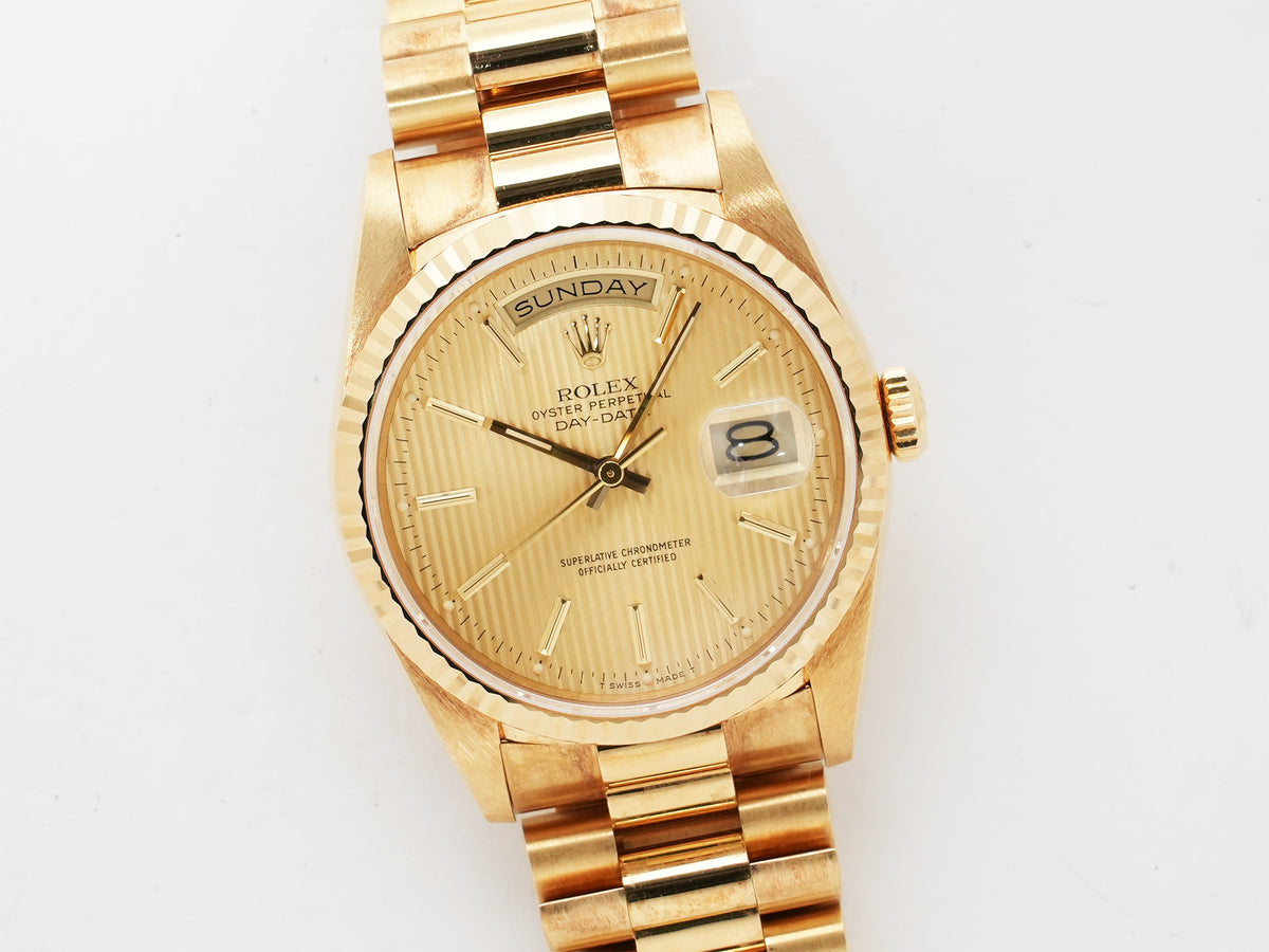 ロレックス デイデイト36 Ref.18238 イエローゴールド シャンパンタペストリー文字盤 中古 vz3sz4jm