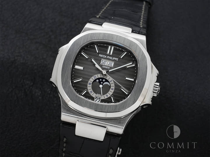 Patek Philippe Nautilus Annual Calendar Moon Phase Ref. 5726A-001 Stainless Steel Black Dial Excellent Used Condition puwb9nxz