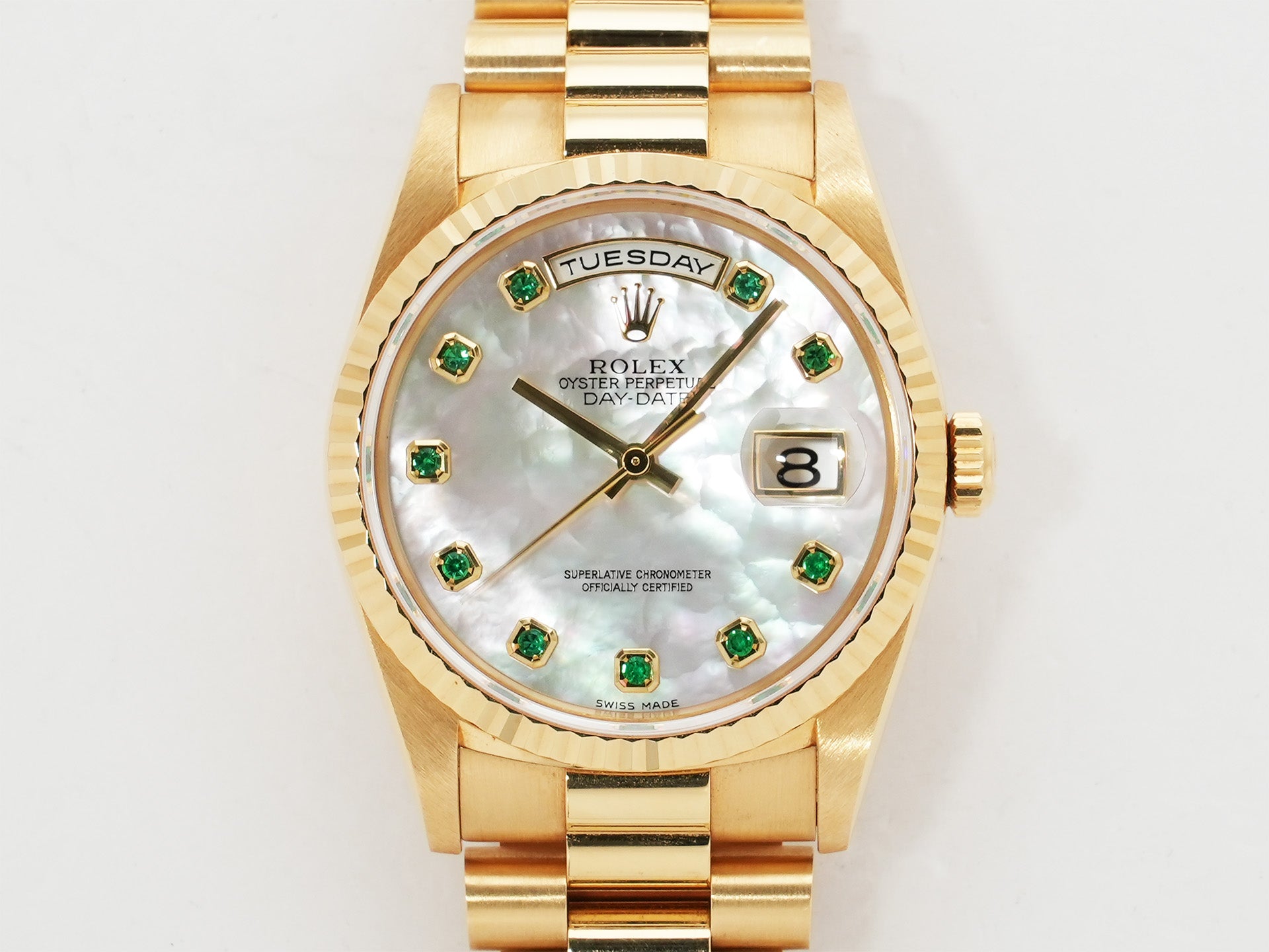 Rolex Day-Date 36 Ref. 18238NGE Yellow Gold White Mother-of-Pearl Dial Used 753z6vqg