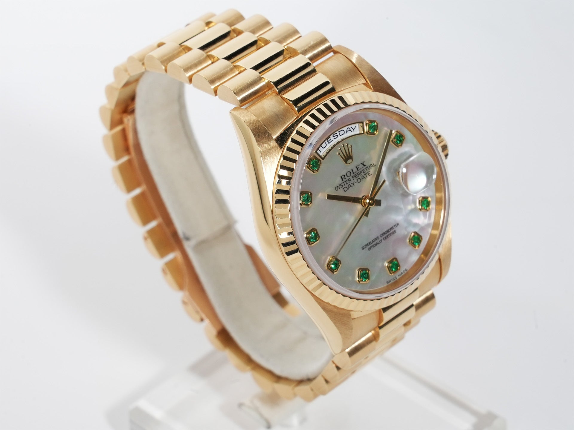 Rolex Day-Date 36 Ref. 18238NGE Yellow Gold White Mother-of-Pearl Dial Used 753z6vqg