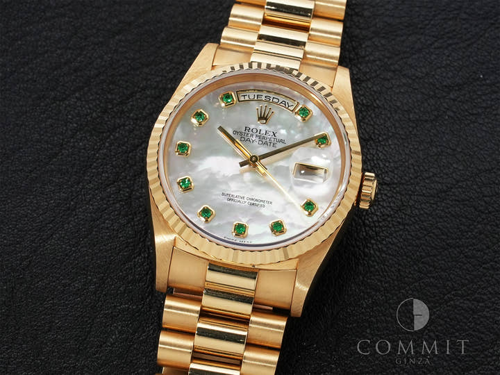 Rolex Day-Date 36 Ref. 18238NGE Yellow Gold White Mother-of-Pearl Dial Used 753z6vqg