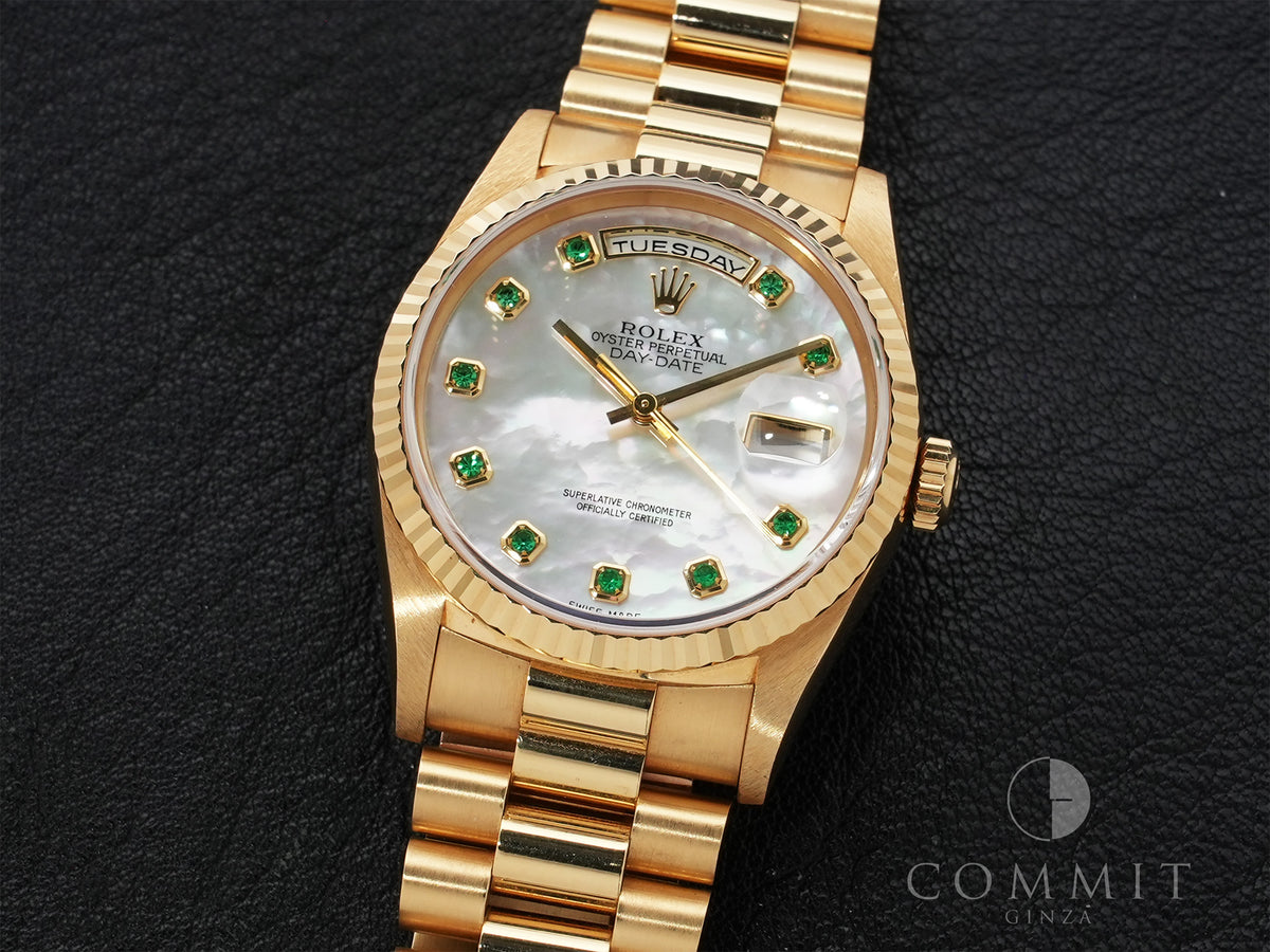 Rolex Day-Date 36 Ref. 18238NGE Yellow Gold White Mother-of-Pearl Dial Used 753z6vqg
