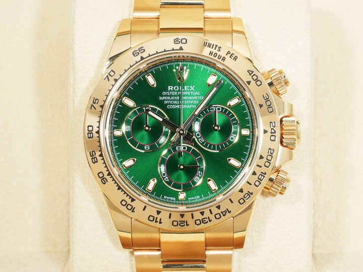 Rolex Daytona Ref. 116508 Yellow Gold Green Dial Excellent Condition fqq223ro