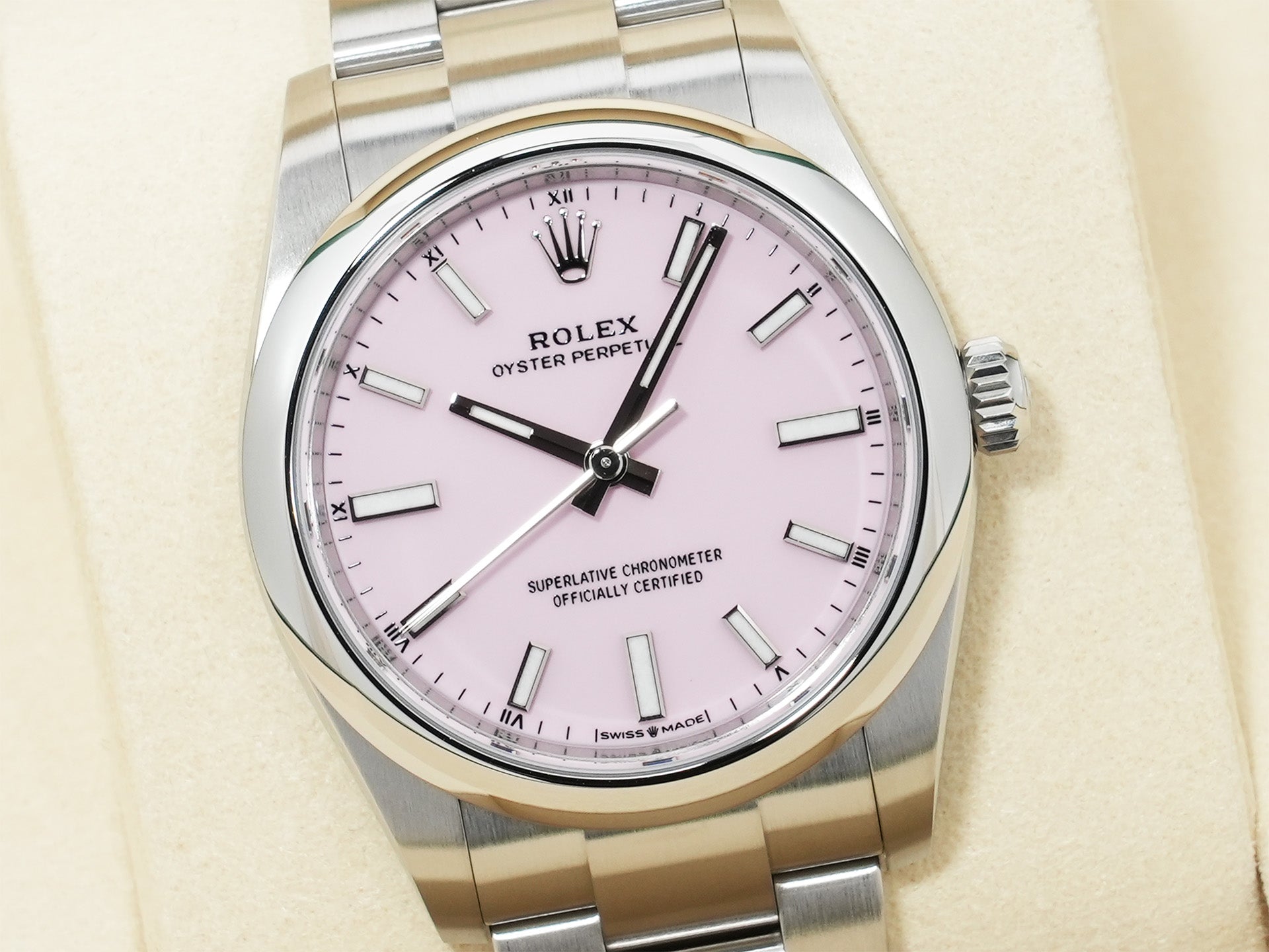 ロレックス オイスターパーペチュアル34 Ref.124200 ステンレススチール キャンディピンク文字盤 未使用 h6gnmpqc