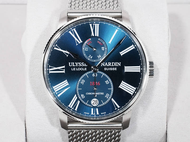 ユリスナルダン マリーン トリピユール Ref.1183-310-7MIL/43 ステンレススチール ブルー文字盤 極美品 g5ibxu4t