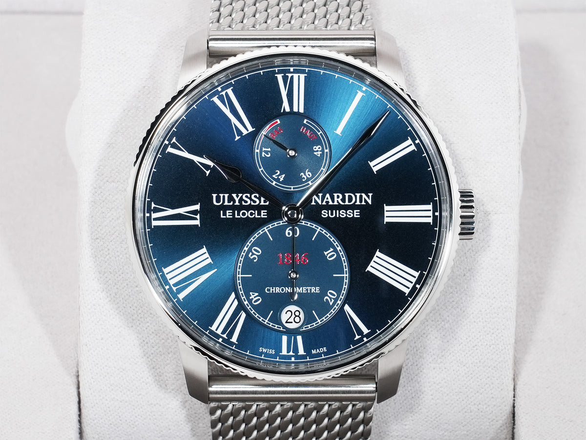 ユリスナルダン マリーン トリピユール Ref.1183-310-7MIL/43 ステンレススチール ブルー文字盤 極美品 g5ibxu4t