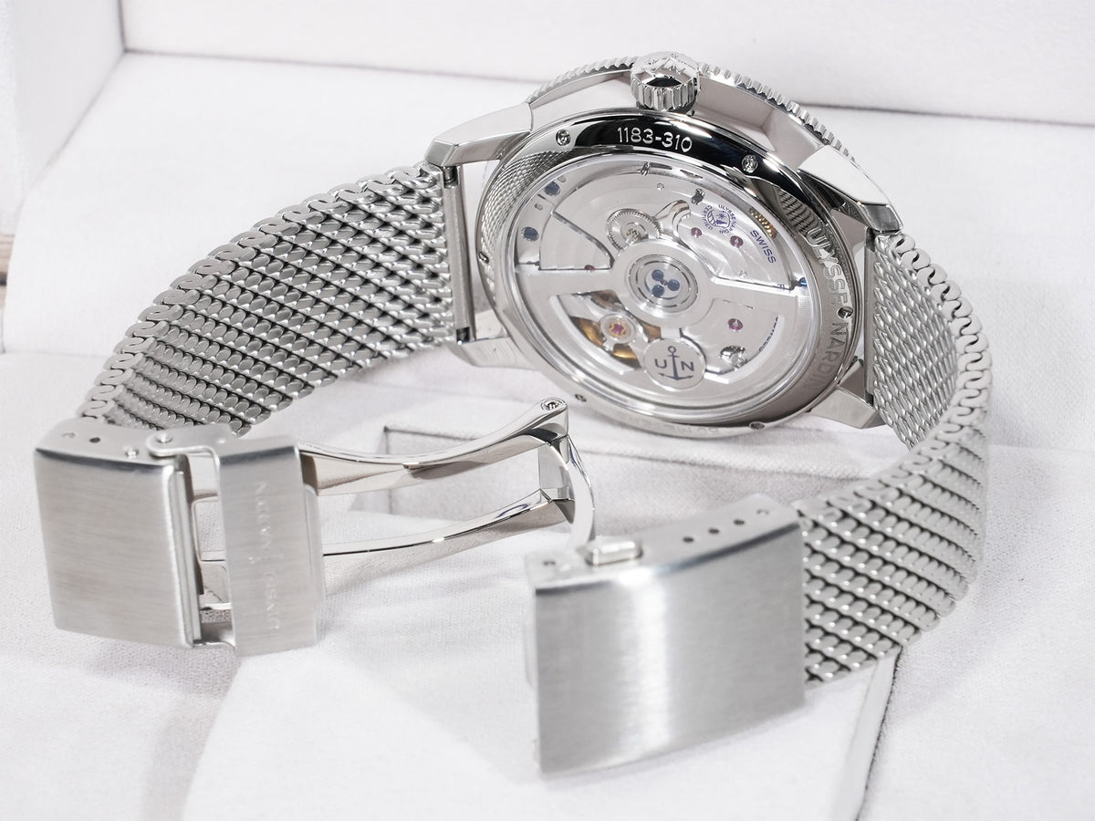 ユリスナルダン マリーン トリピユール Ref.1183-310-7MIL/43 ステンレススチール ブルー文字盤 極美品 g5ibxu4t