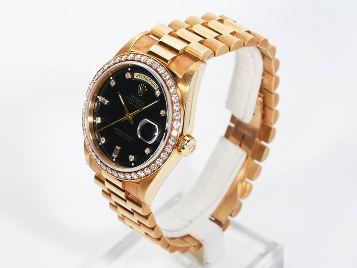 ROLEX Day-Date Ref.18348A Yellow Gold Black Dial Used z9bymn8g