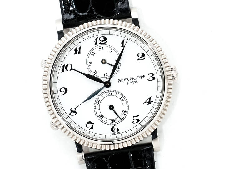 パテックフィリップ カラトラバ トラベルタイム Ref.5034G-001 ホワイトゴールド ホワイト文字盤 美品 55vxd98c